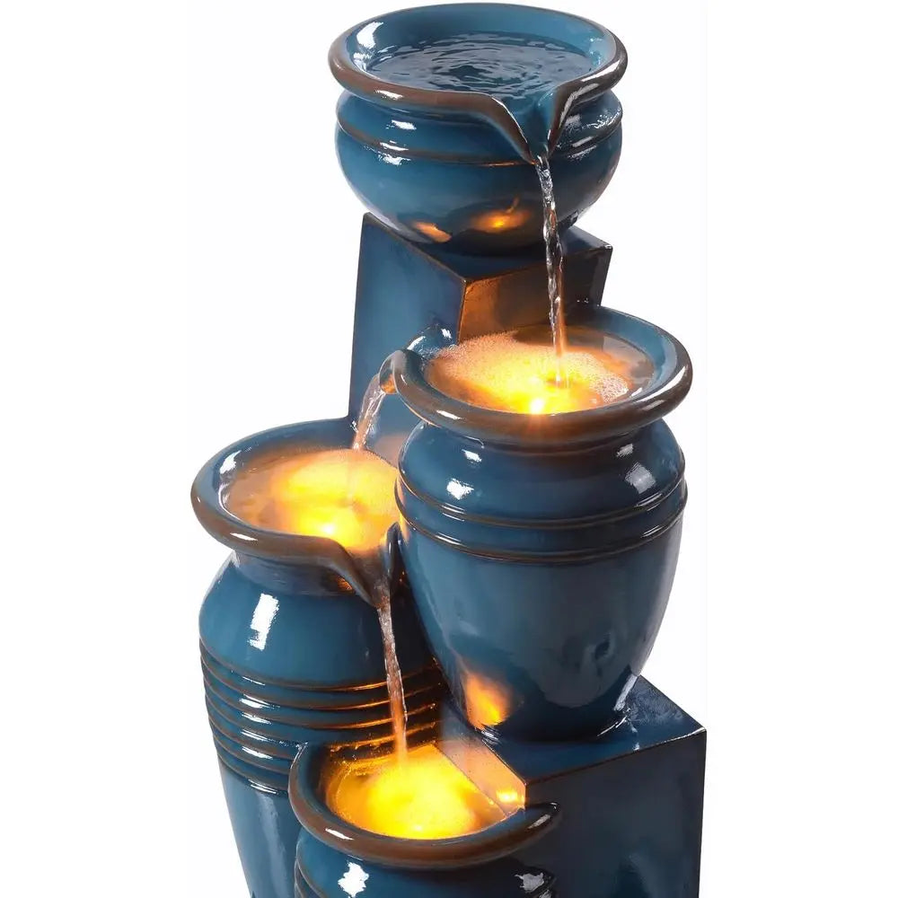 UKMJ Four Tier Cascading Bowl Fountain With LED Garden Lighting