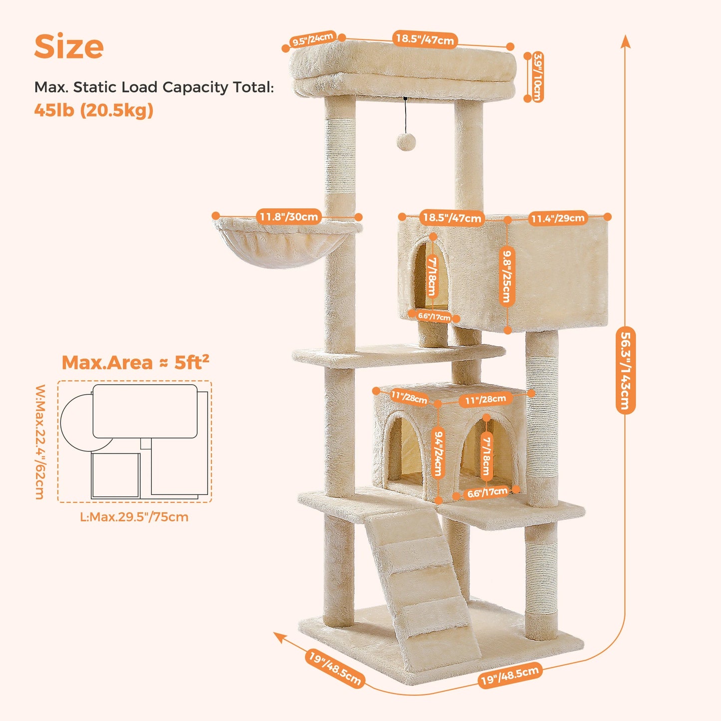 PAWZ Road Indoor Cat Tree With Hammock And Scratching Posts