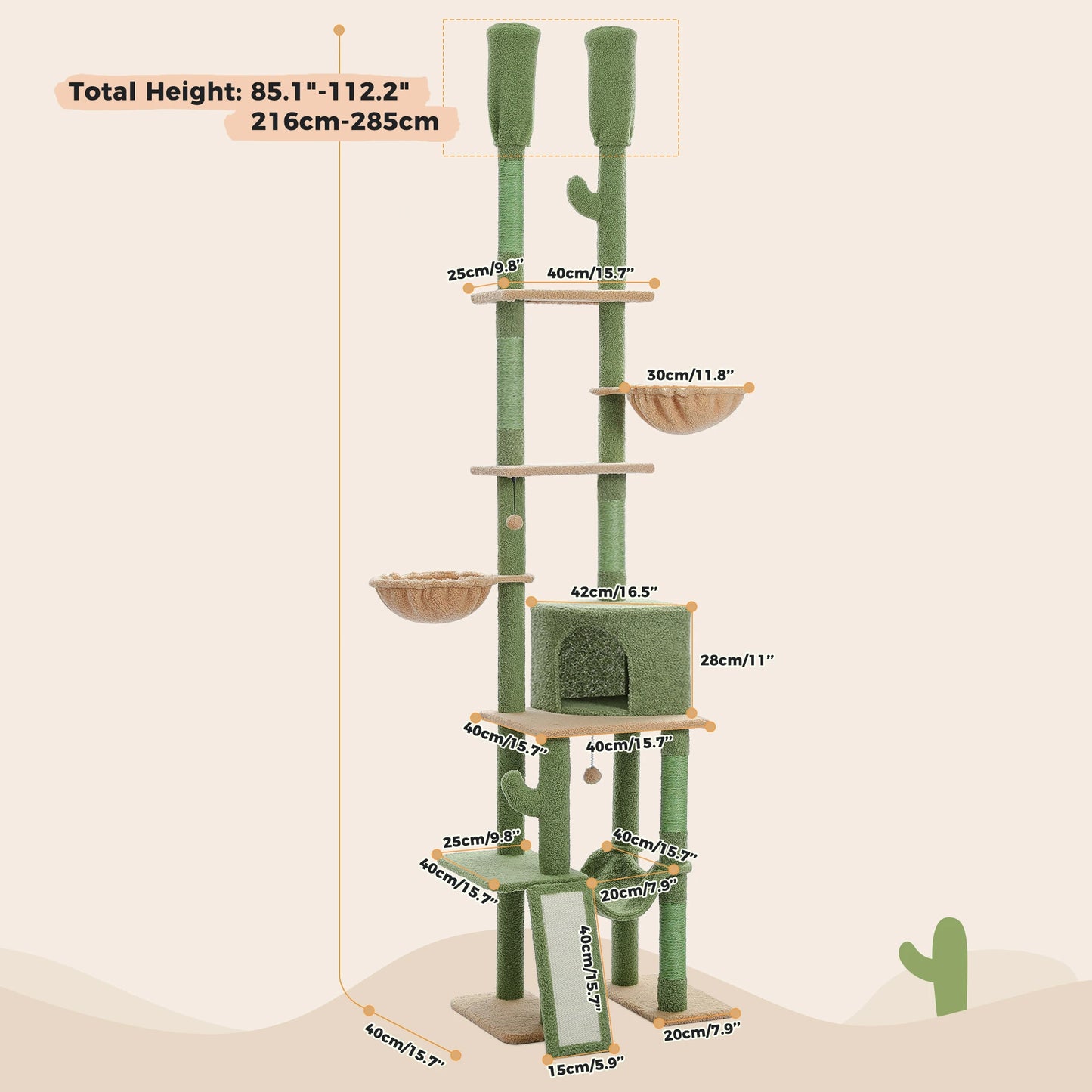 PAWZ Road Floor To Ceiling Cat Tree With Seven Tiers