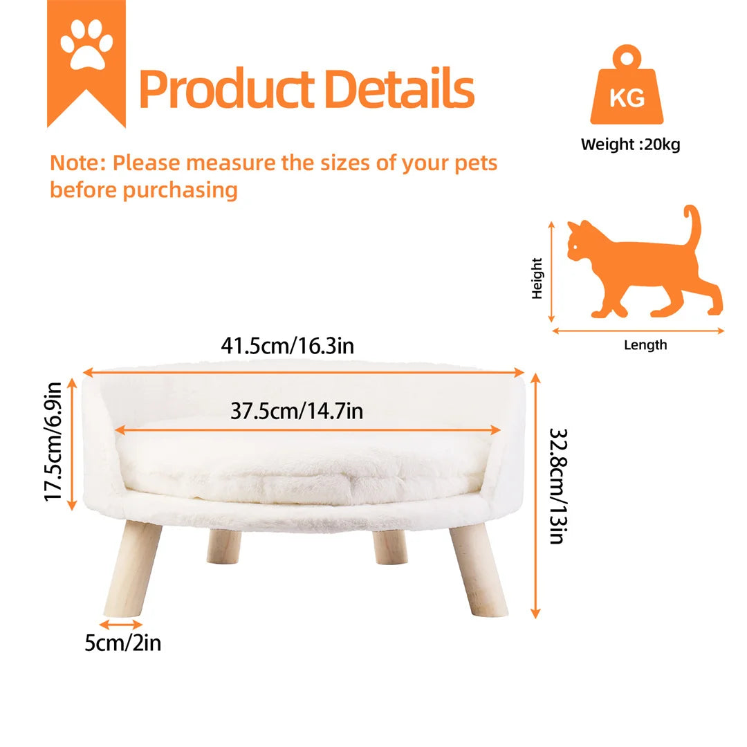 BINGOPAW Luxury Plush Cat Bed Nesting Chair With Wooden Legs