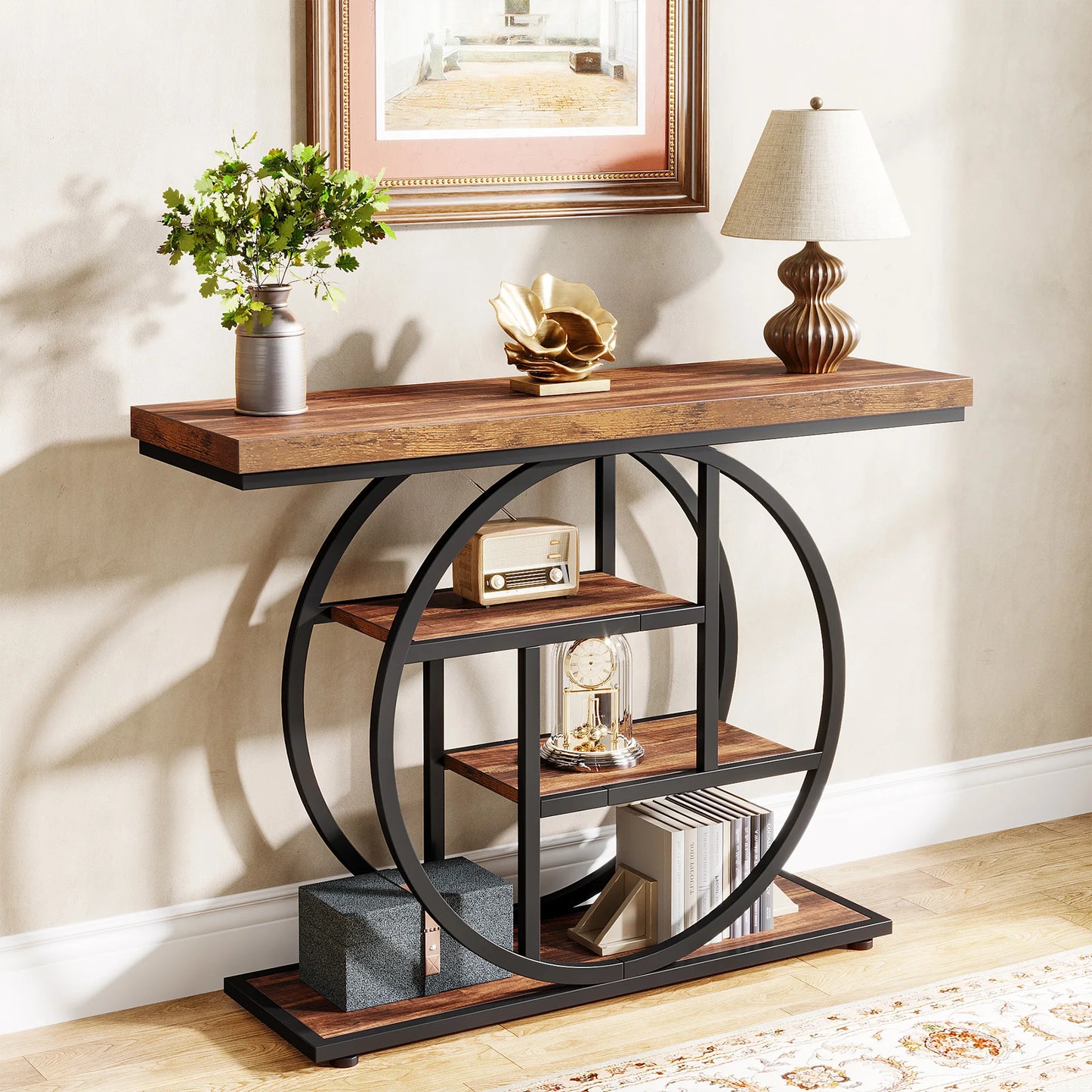 Tribesigns 4 Tier Metal Console Table Entryway Living Room Storage