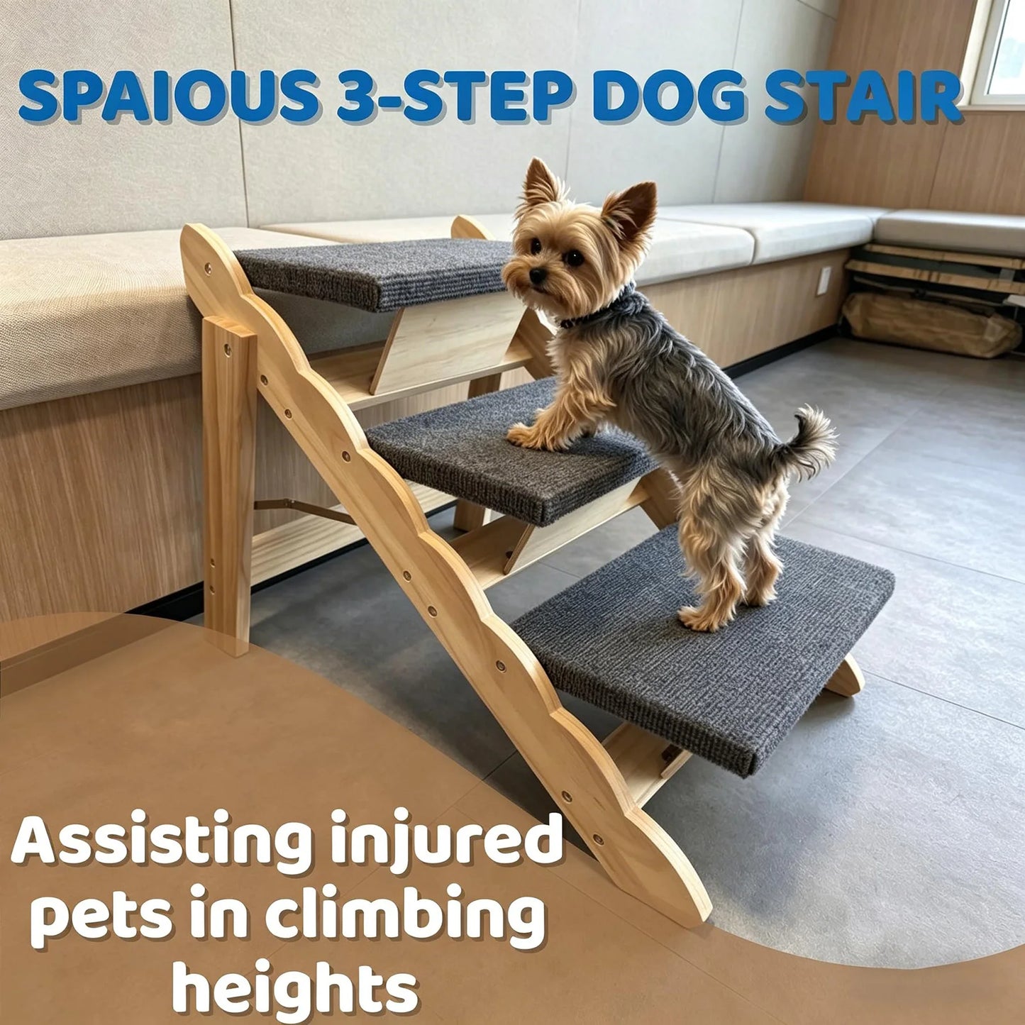 DishyKooker Wooden Pet Stairs And Foldable Dog Ramp