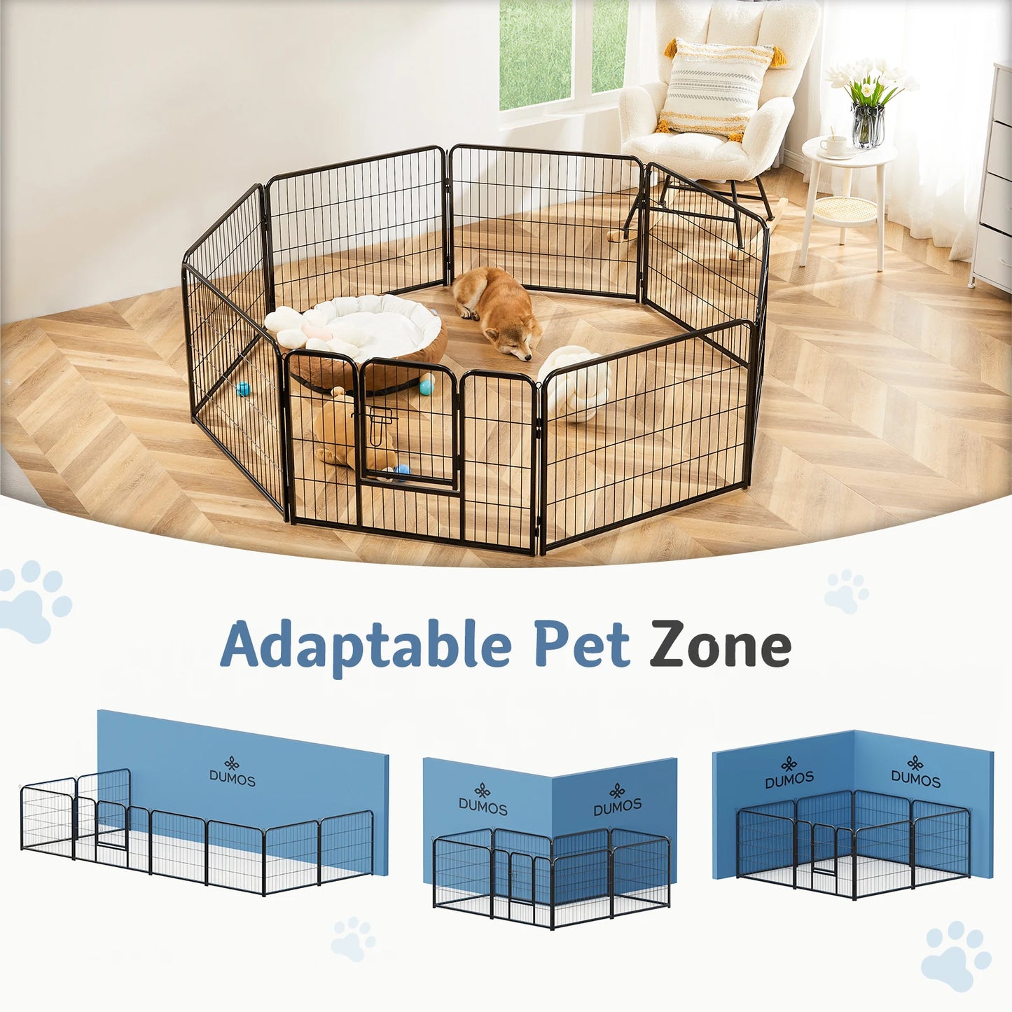 JHK Durable Metal Dog Playpen Foldable Pet Exercise Fence