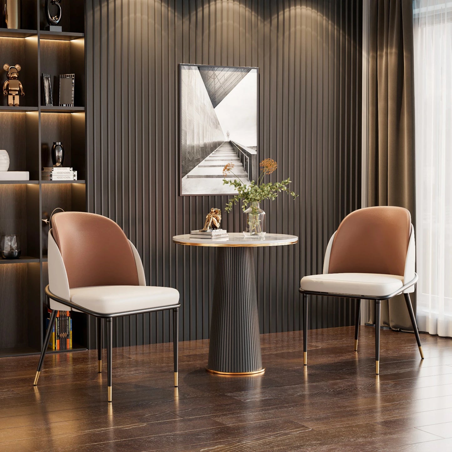 Modern Faux Leather Dining Chair Set With Padded Upholstery