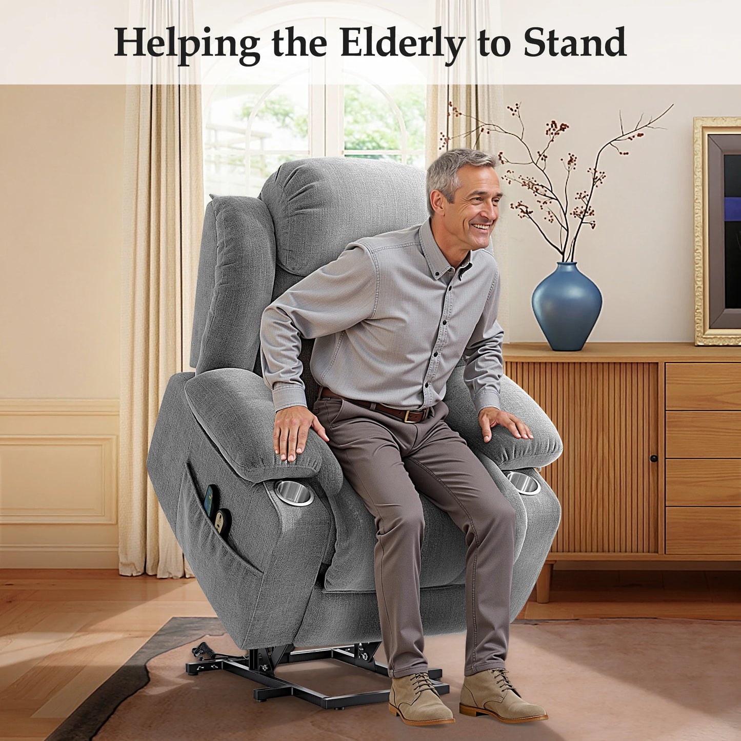 Kerdom Power Lift Recliner with Vibration Massage and Lumbar Heating