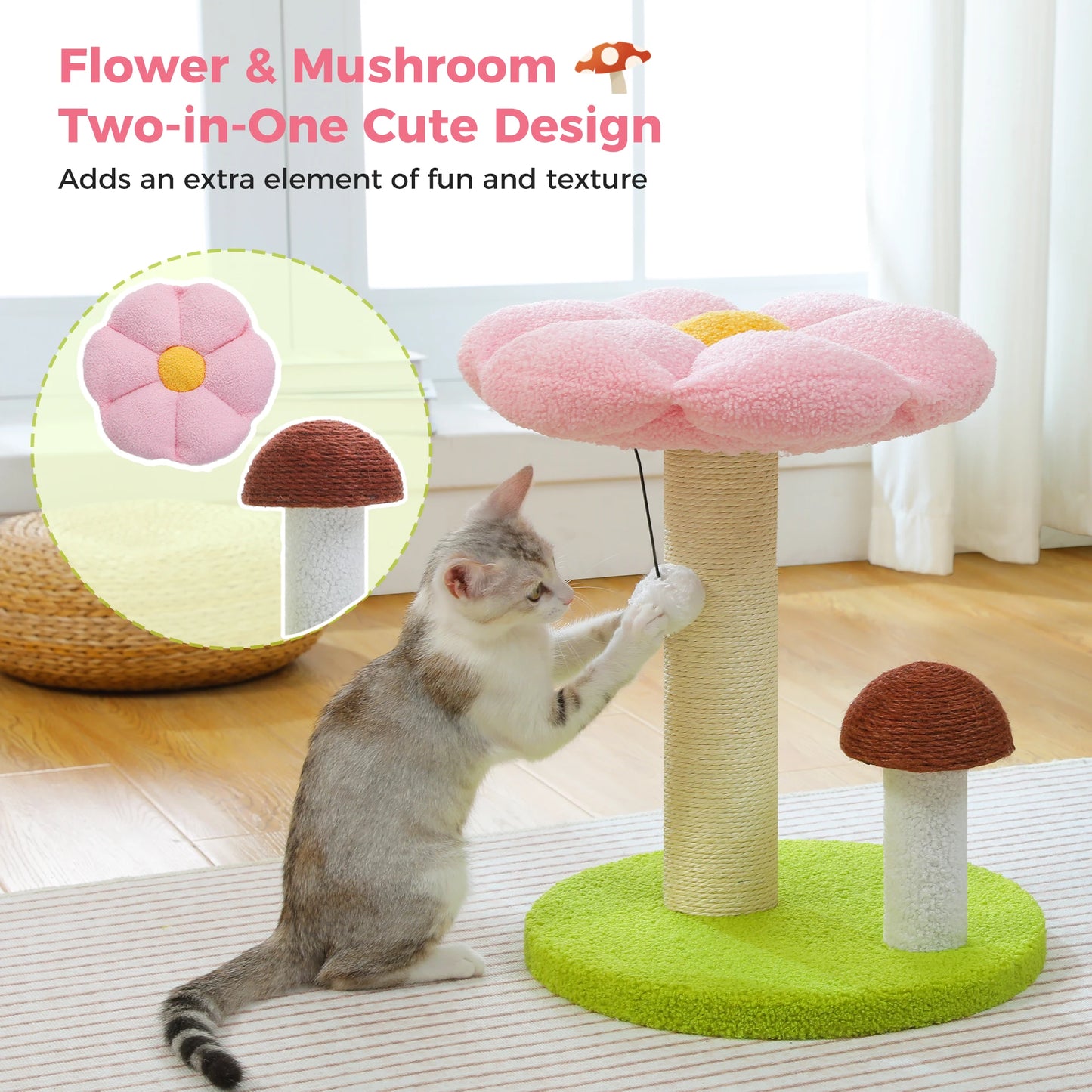 Pawz Road Cat Scratcher Removable Flower Bed Toy Ball