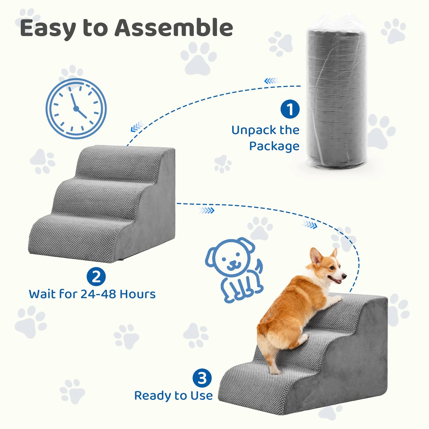 Curved High Density Foam Dog Stairs For Small Pets Indoor