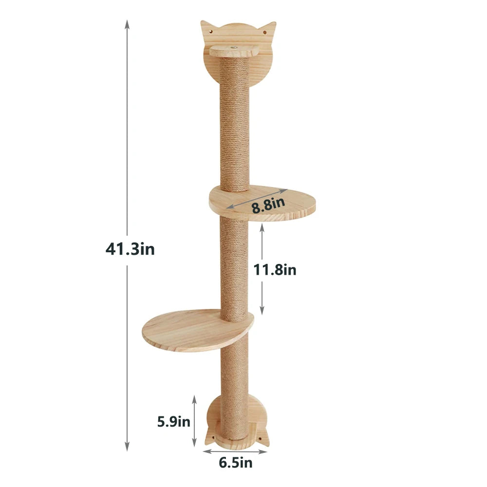 Wall Mounted Cat Climbing Shelf With Sisal Scratching Post