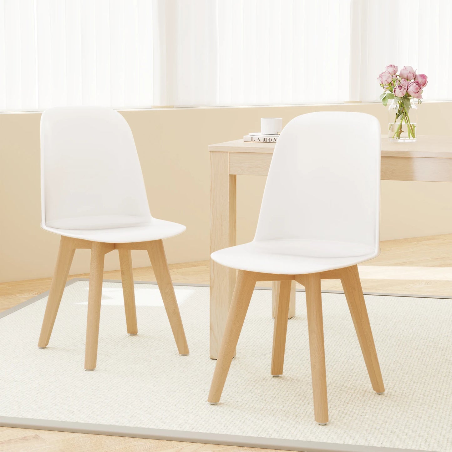 Homasis Modern Armless Wood Dining And Kitchen Chairs