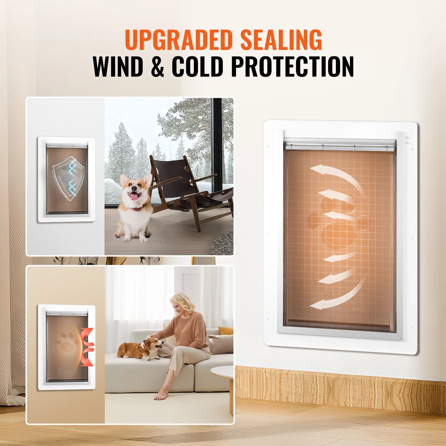 Weatherproof Metal Pet Door With Secure Lock And Triple Flap
