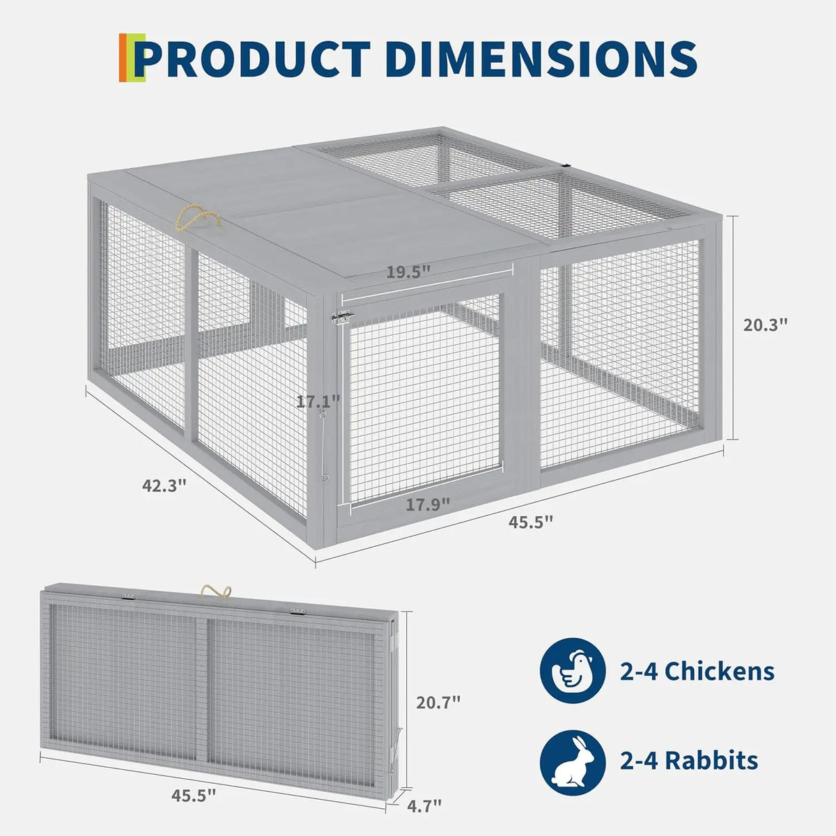 HiMISS Folding Wooden Chicken Coop And Rabbit Hutch Run