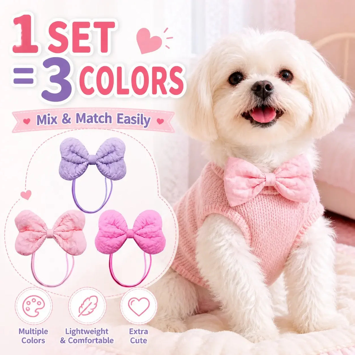 Quilted Pet Bow Ties for Dogs and Cats Party Accessory