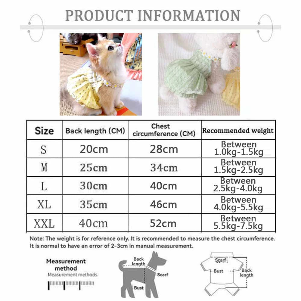 Breathable Floral Wreath Pet Skirt Dress For Cats And Dogs