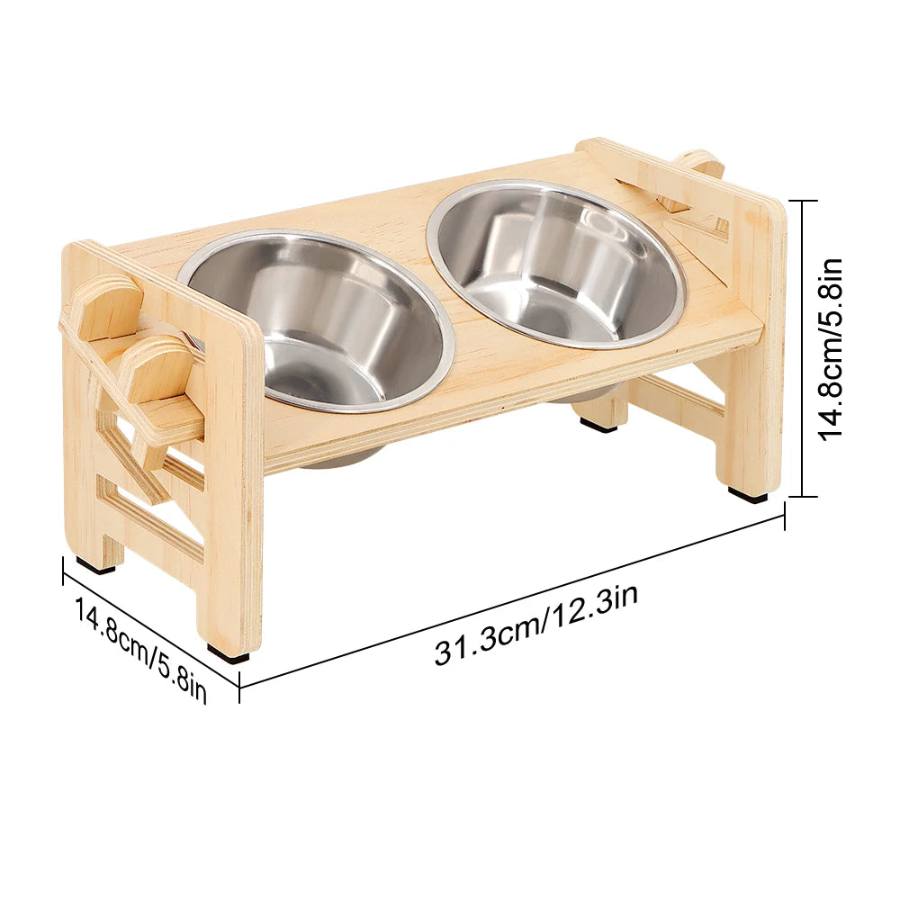 Petravel Elevated Adjustable Pet Feeder Stand With Stainless Steel Bowls