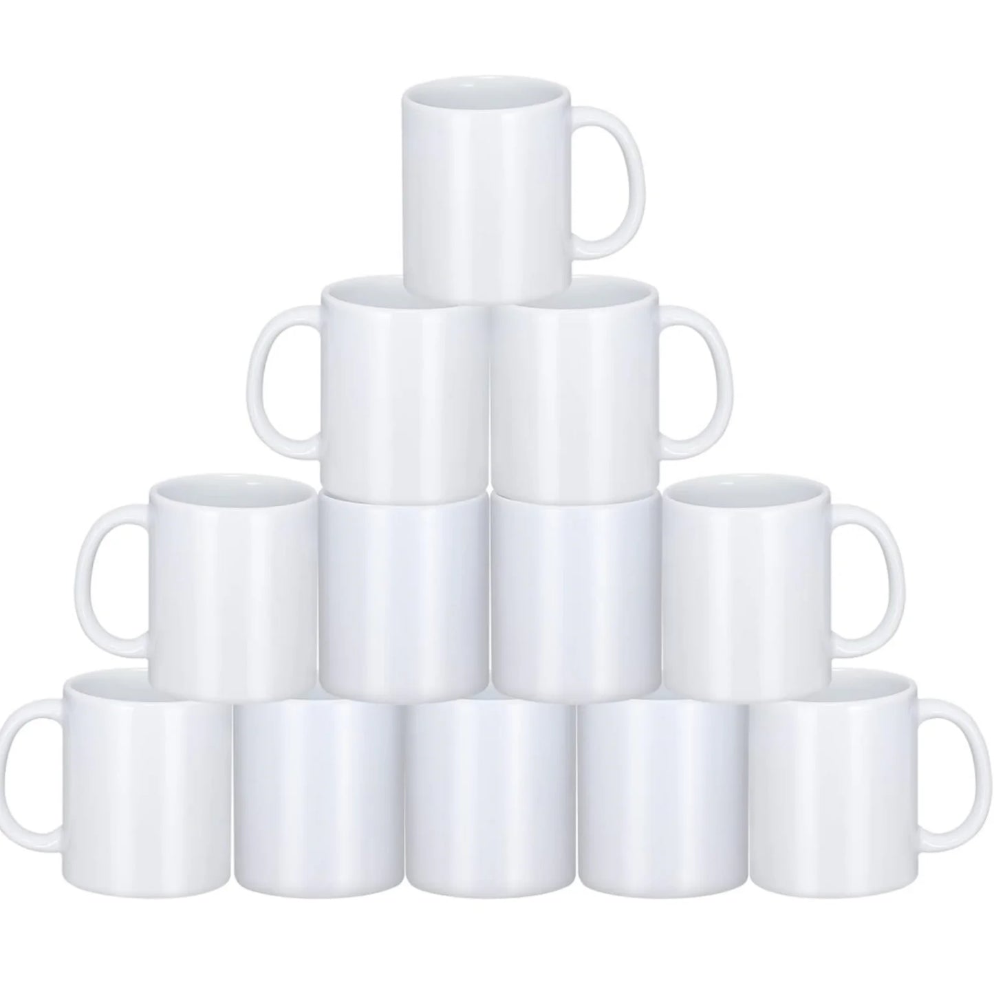 HTVRONT Sublimation Mugs Blank White Ceramic Sublimation Cups, Bulk Mugs for Coffee, Tea, Latte, Soup, Milk, Hot Cocoa 11 oz Set of 12