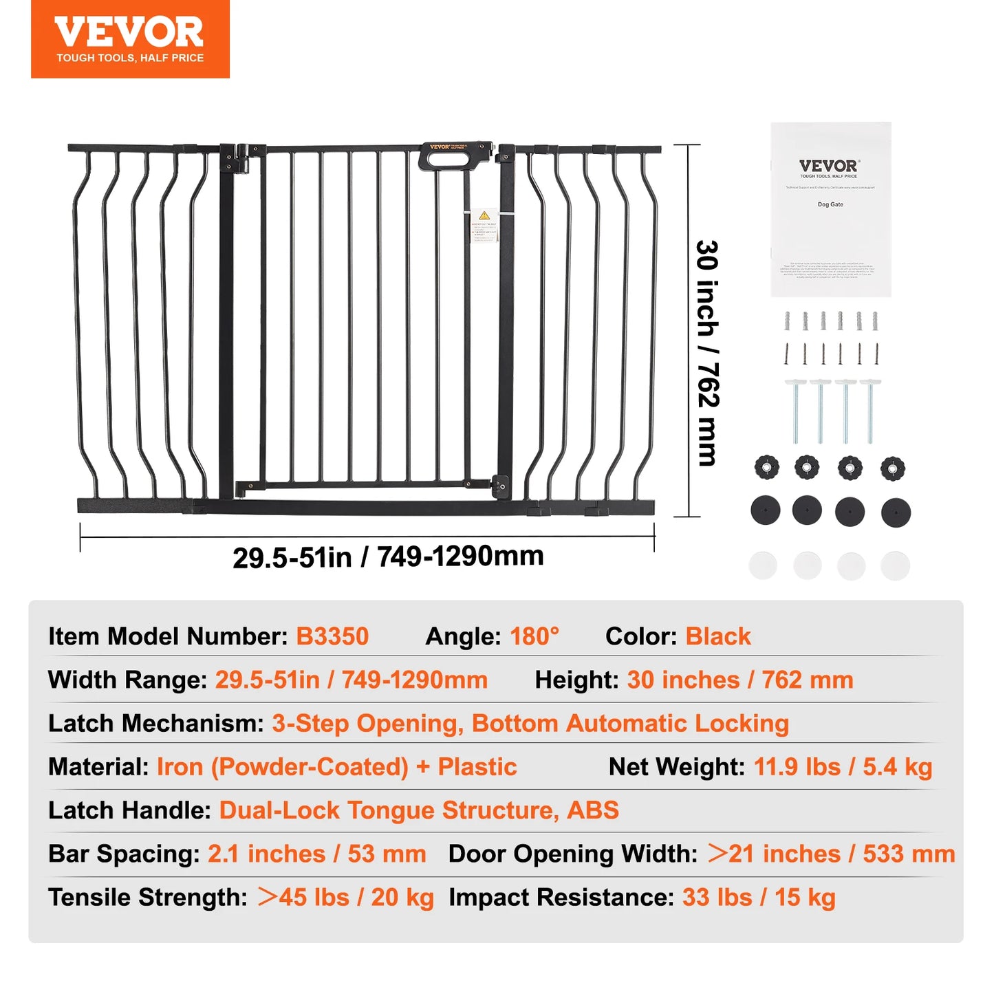 SucceBuy Stainless Steel Baby Gate Pressure Mount With Walk Thru