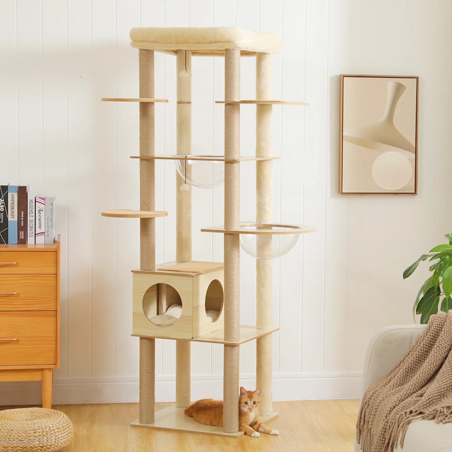 PAWZ Ro Multi-Level Cat Tree Wood Tower With Scratching Posts