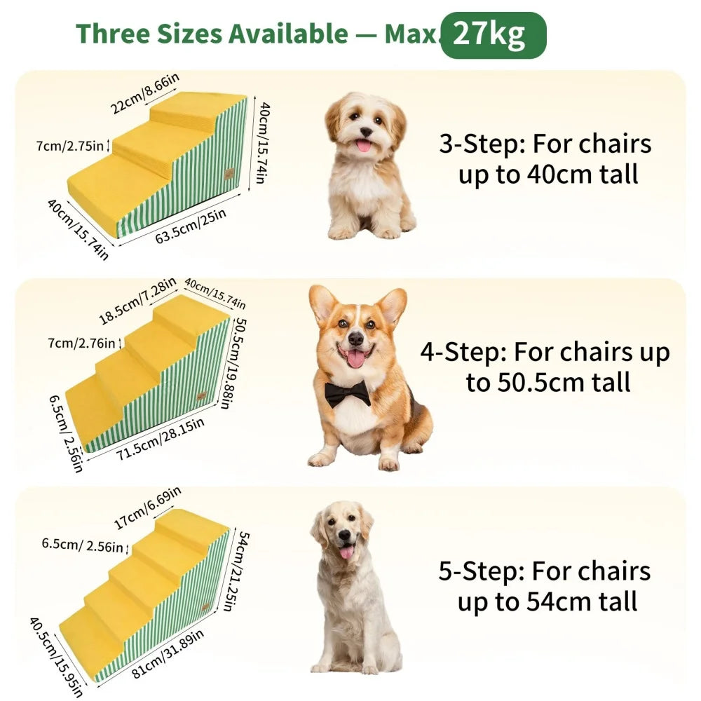High Density Foam Dog Stairs With Gentle Slope And Cover