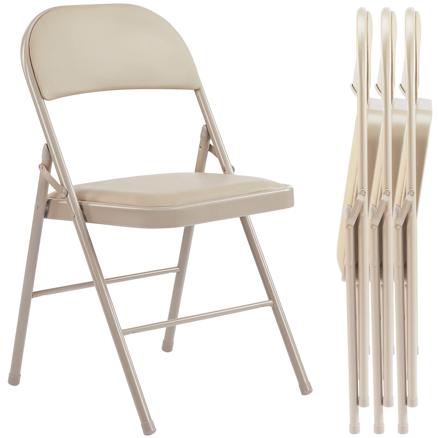 JHK Leather Padded Folding Rocking Dining Chair With Sturdy Frame