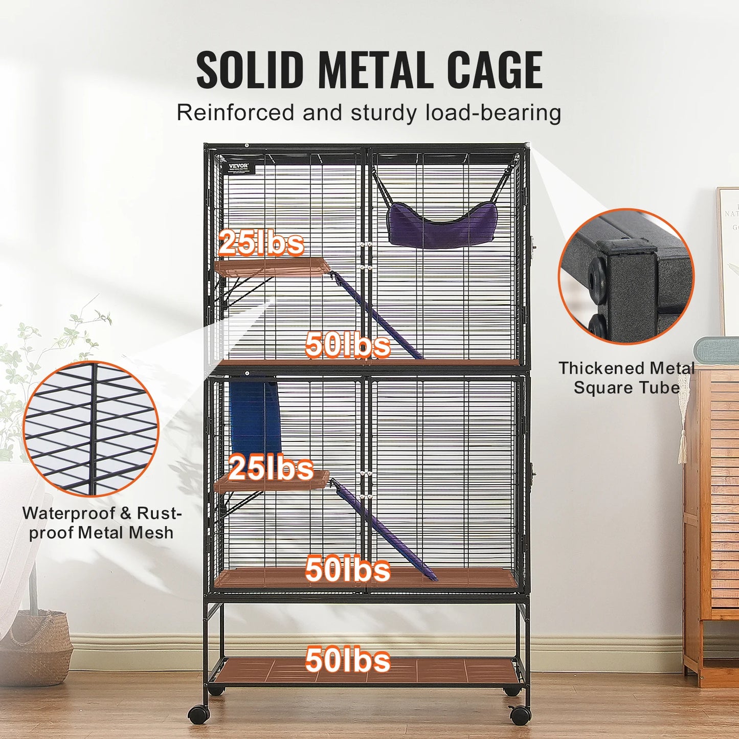 SucceBuy Rolling Four Tier Metal Critter Cage For Small Animals