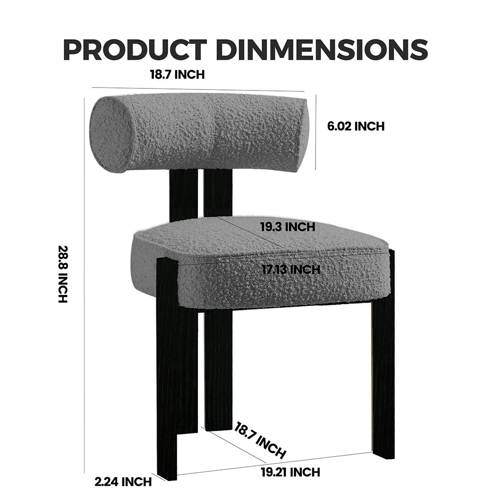 HiMISS Modern Boucle Dining Chairs With Ergonomic Curved Back