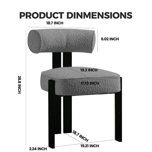 HiMISS Modern Boucle Dining Chairs With Ergonomic Curved Wooden Frame
