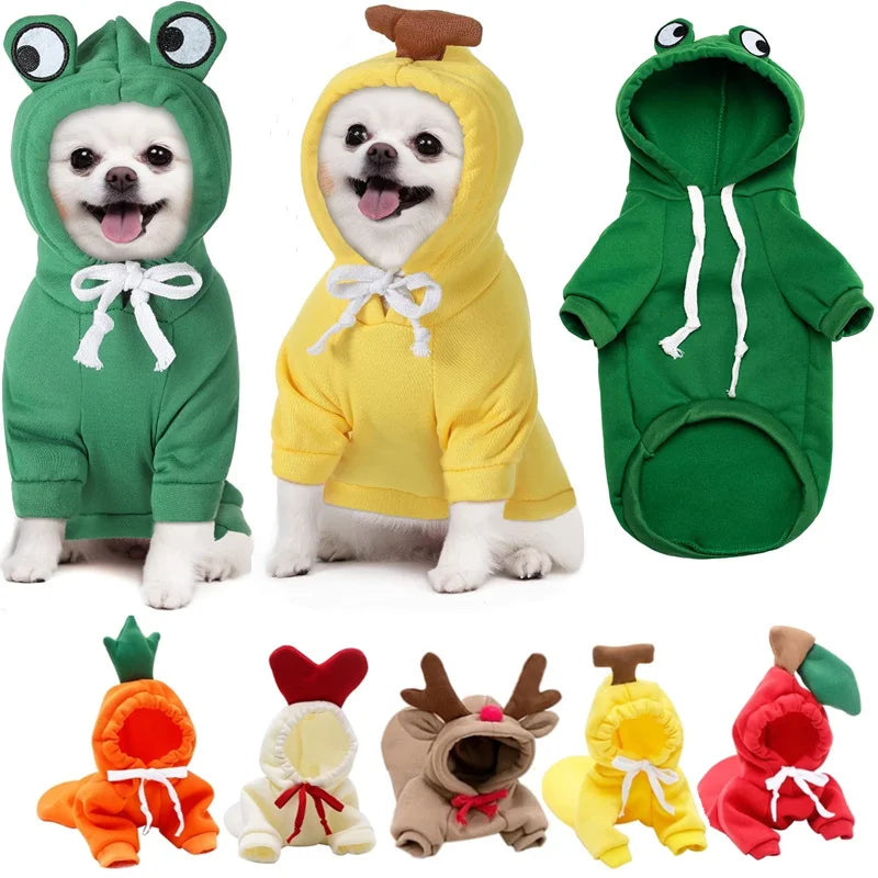 Cute Fruit Themed Fleece Pet Hoodie for Dogs and Cats