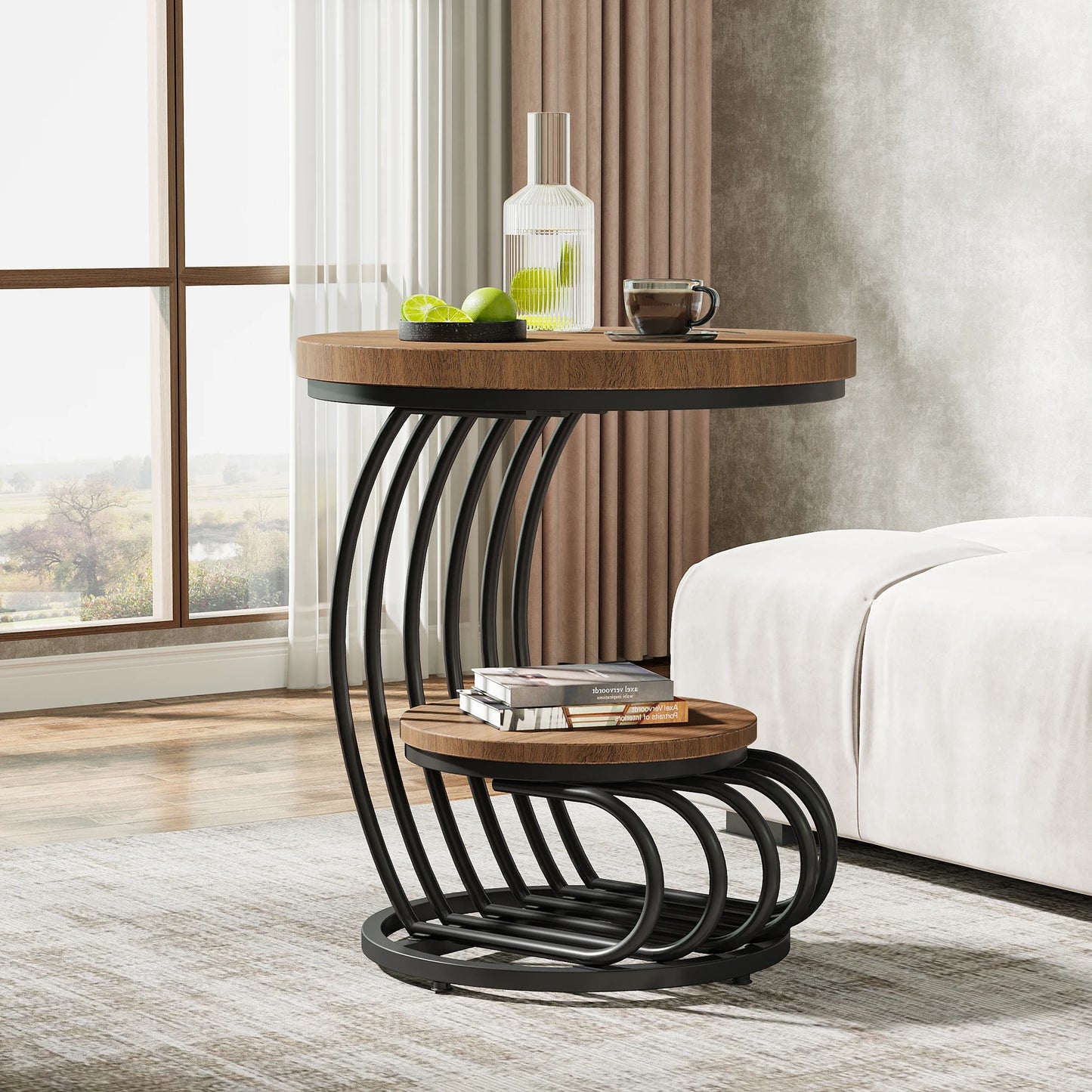 Tribesigns Modern Two Tier Faux Marble Bedside Table With Storage