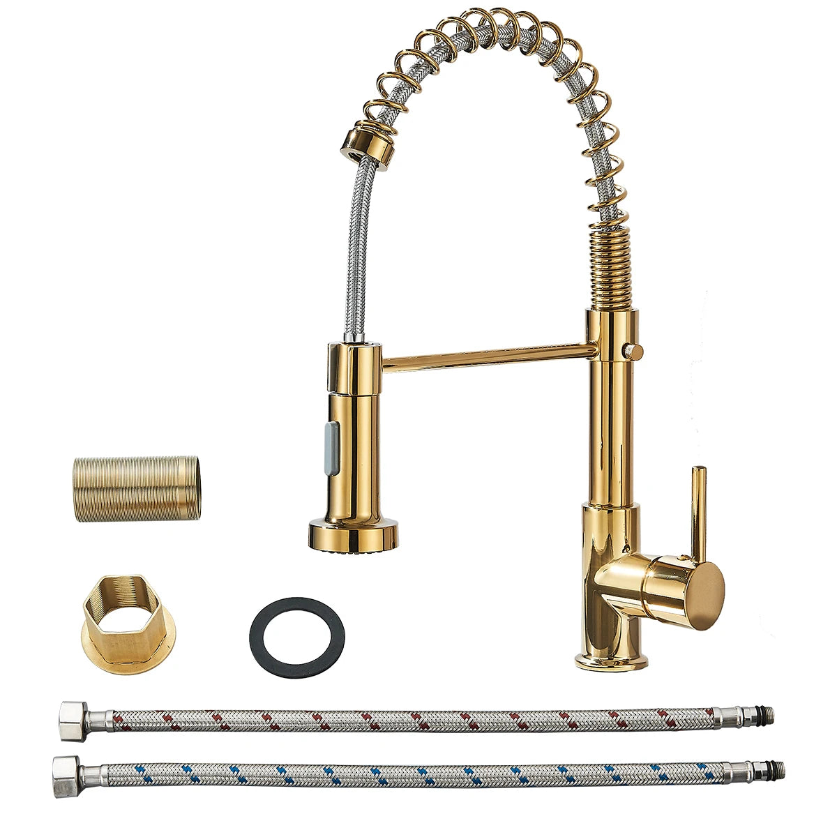 Hownifety Chrome Kitchen Sink Faucet Stainless Steel Hot and Cold Water Tap Deck Mounted Bathroom Gourmet Kitchen Crane