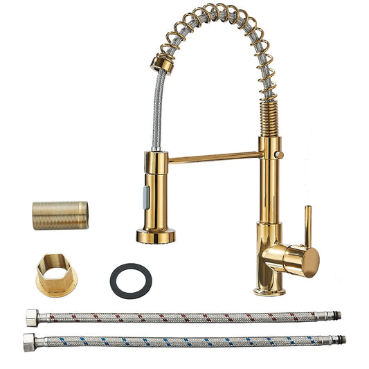 Hownifety Chrome Kitchen Sink Faucet Stainless Steel Hot and Cold Water Tap Deck Mounted Bathroom Gourmet Kitchen Crane