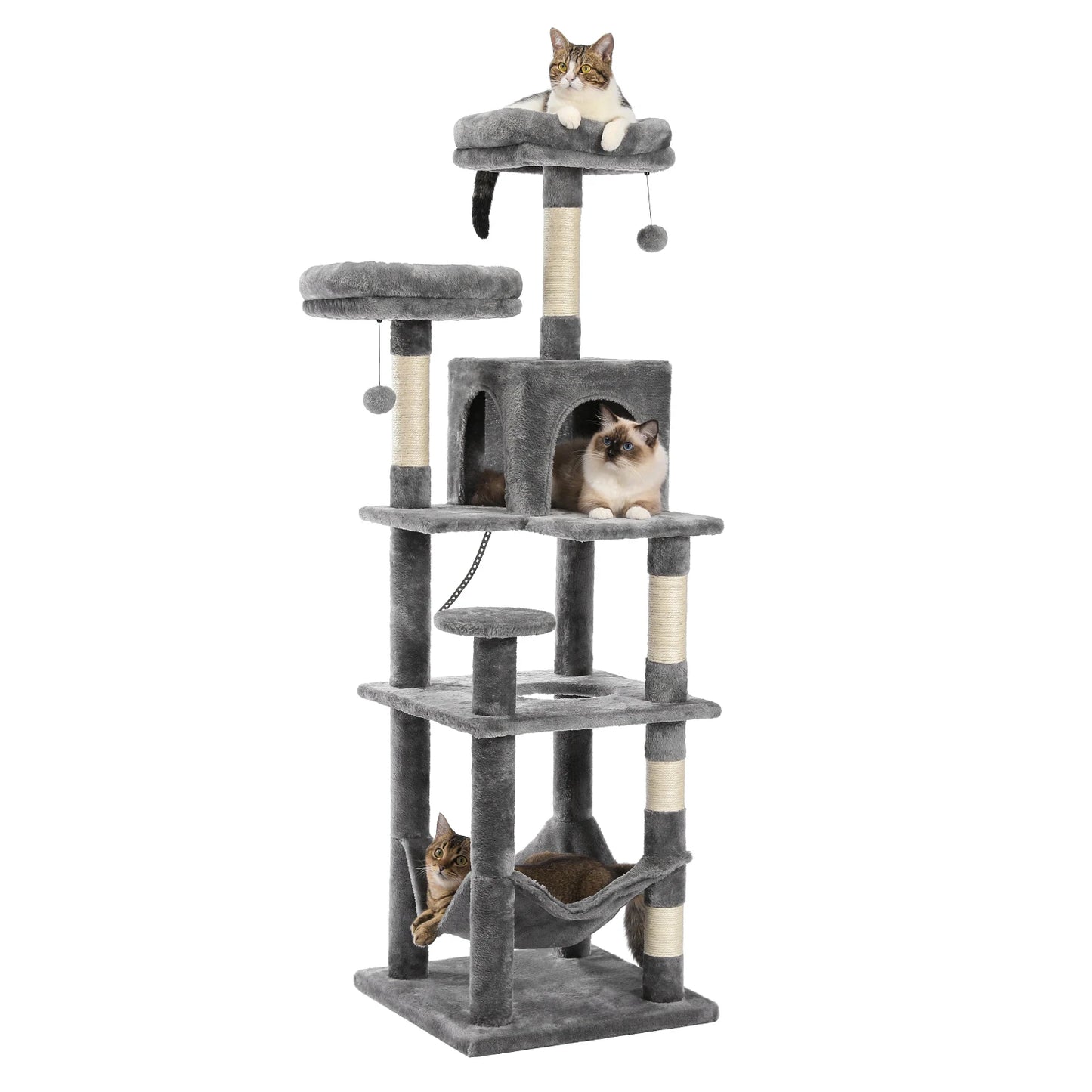 Petepela Indoor Cat Tree With Hammock And Scratching Post