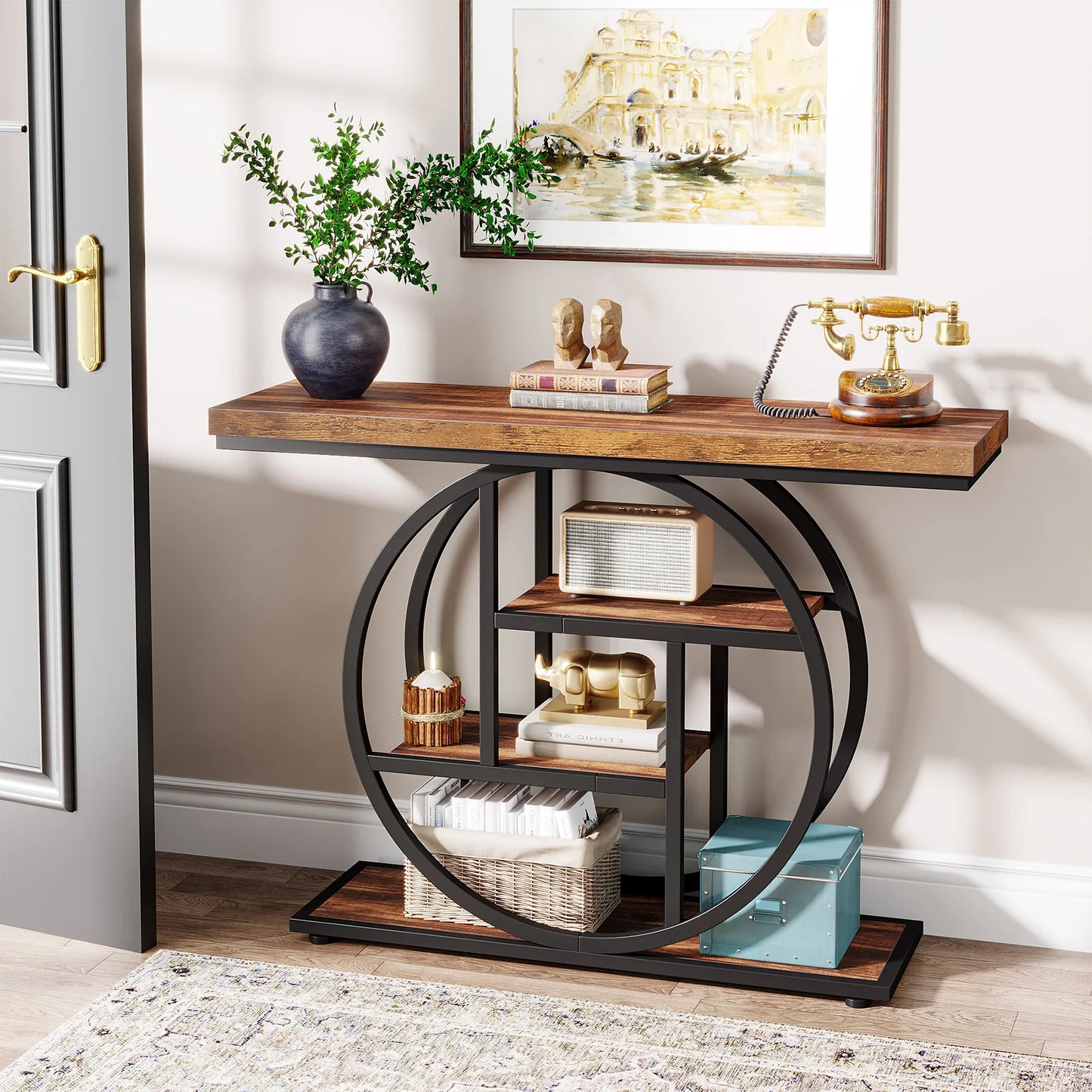 Tribesigns 4 Tier Metal Console Table Entryway Living Room Storage