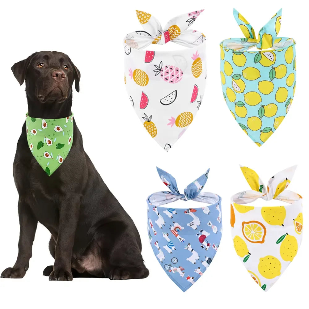 Soft Washable Fruit Floral Dog Bandana Cloth Neck Scarf