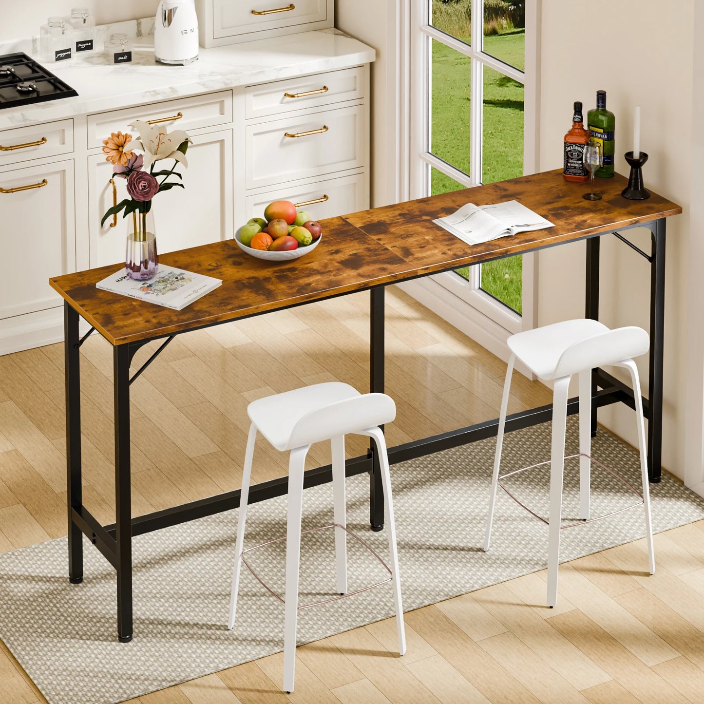 JHK Rectangular High Top Metal Bar Table For Living Room