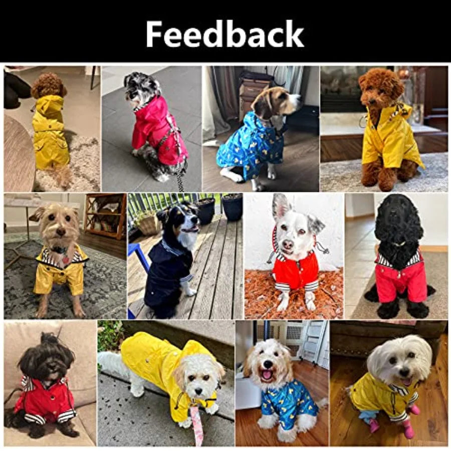 Dog Reflective Zip Up Raincoat With Hood And Leg Coverage