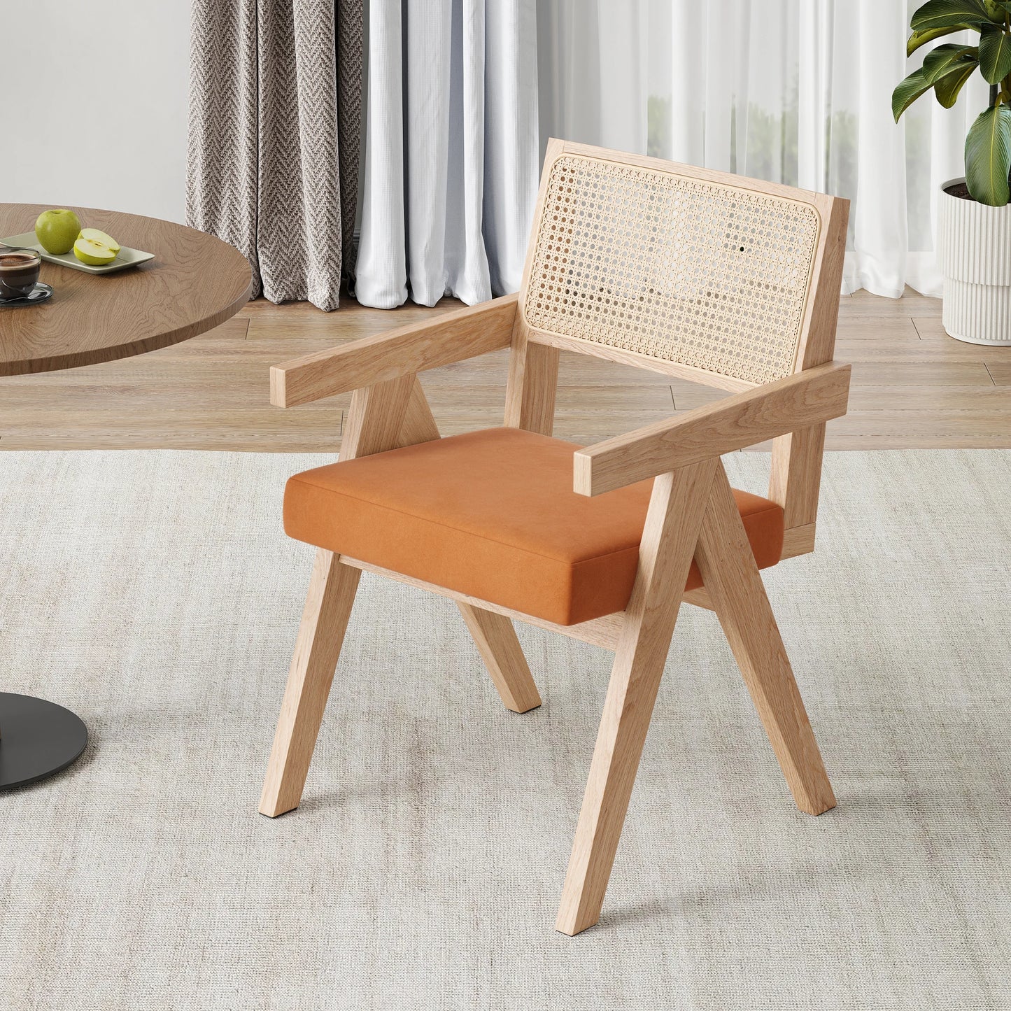 FARINI Mid Century Rattan Dining Chairs With Ash Wood Frame