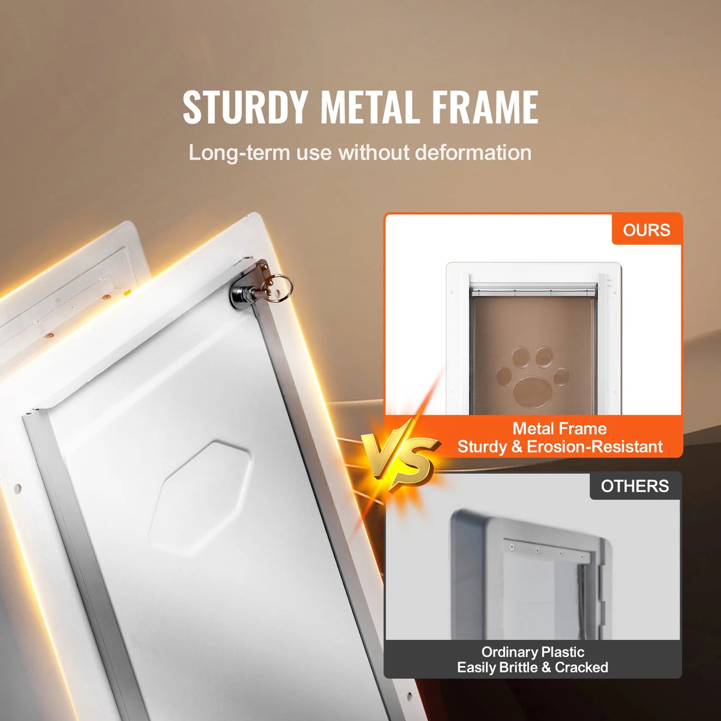 Weatherproof Metal Pet Door With Secure Lock And Triple Flap