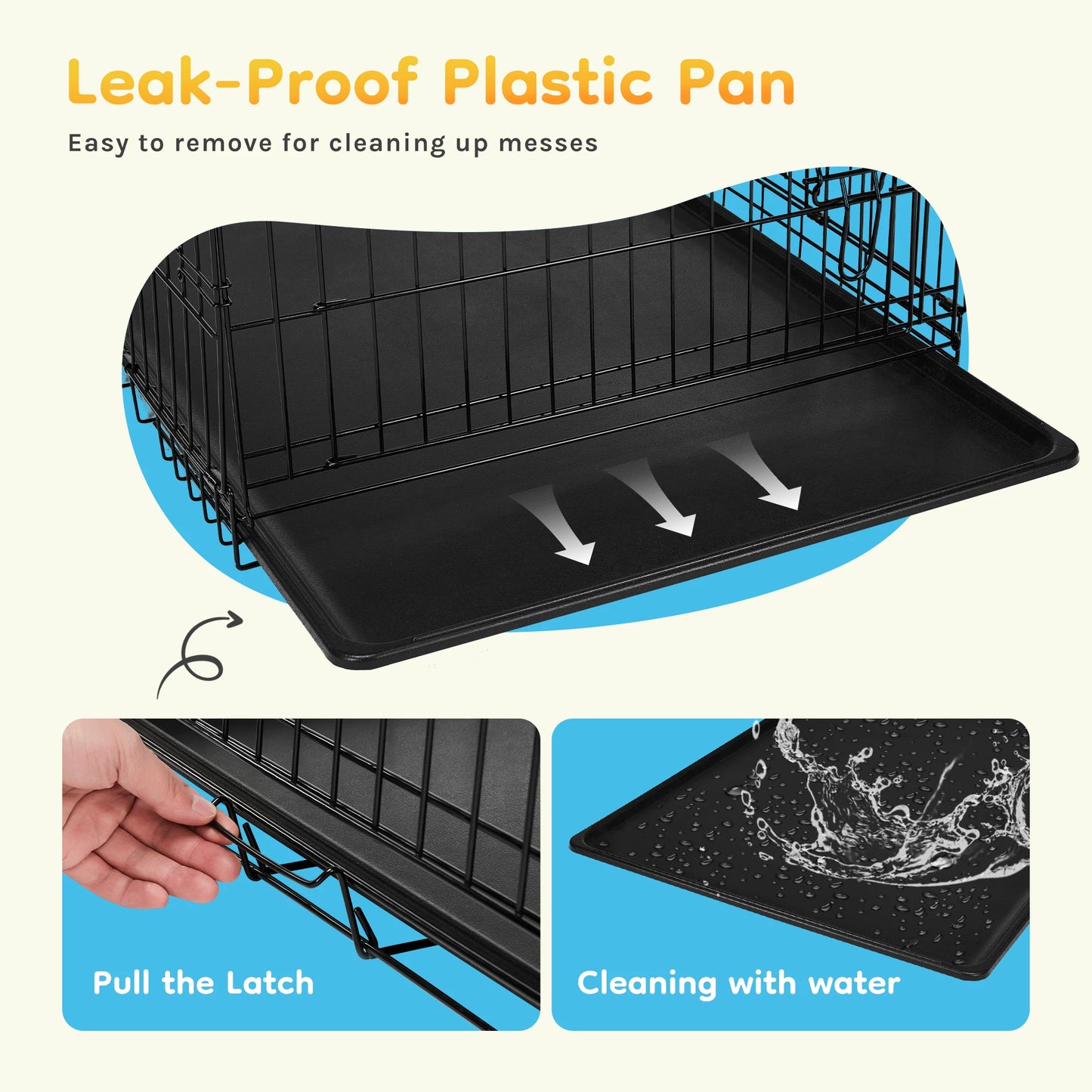 JHK Single Door Folding Wire Dog Kennel With Leak Proof Pan