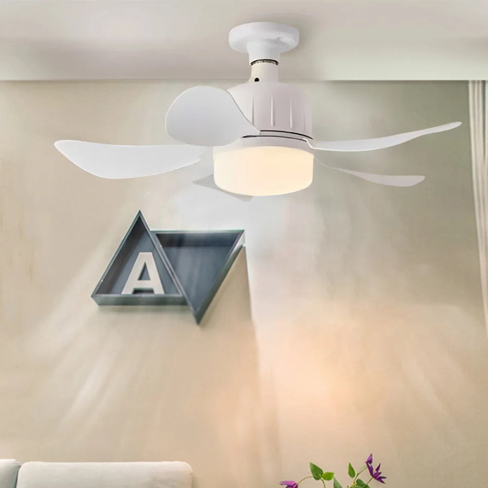 Chandelier Ceiling Fan E27 Base 3 Colors Dimmable Indoor Ceiling Fan Light 17.7 Inch Small Ceiling Fan Light for Kitchen Bedroom