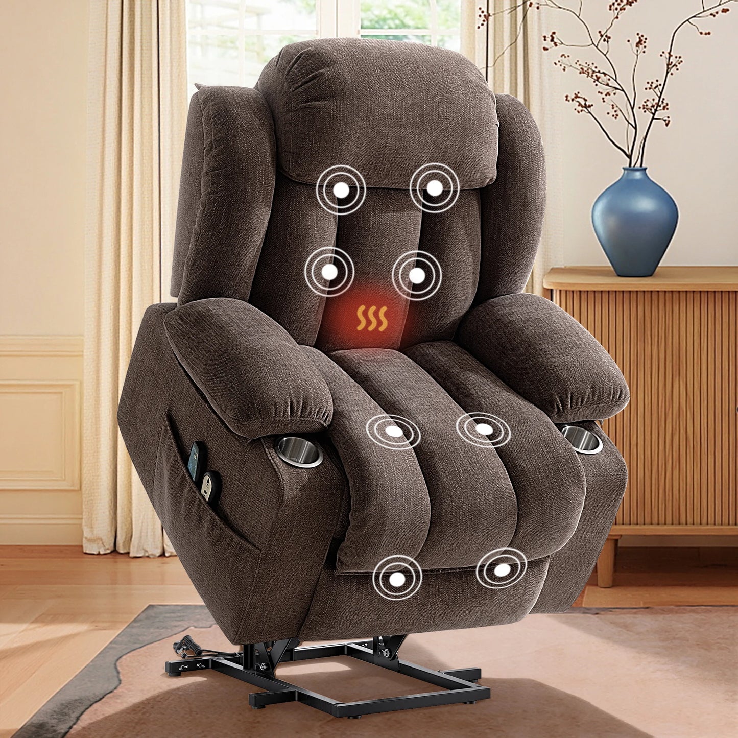 Kerdom Power Lift Recliner with Vibration Massage and Lumbar Heating