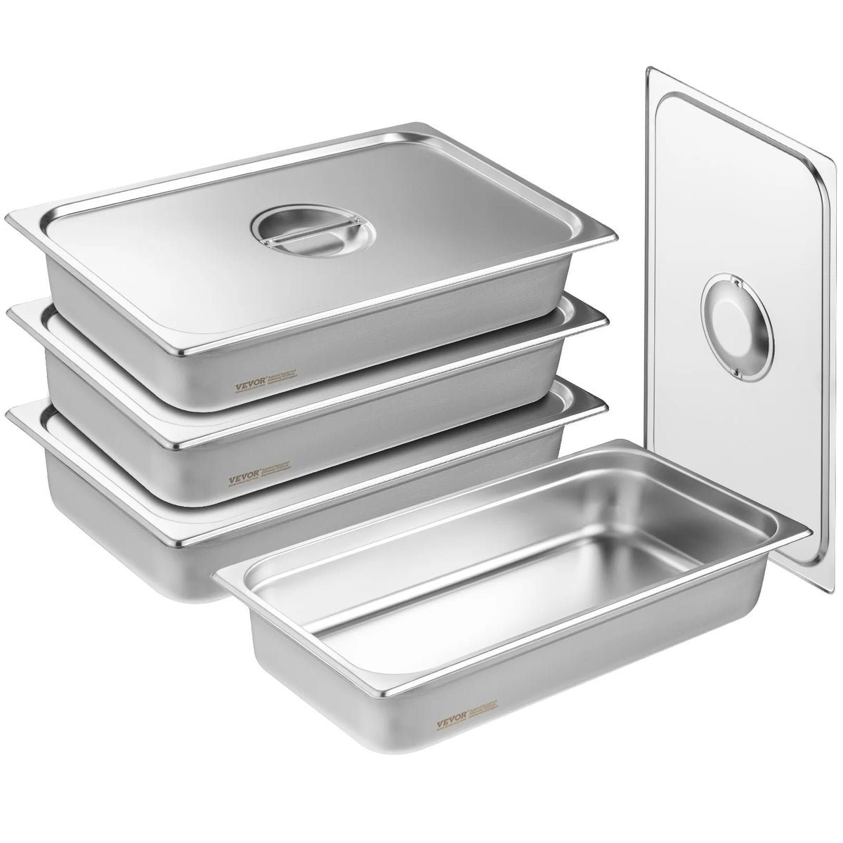 SucceBuy Stainless Steel Anti Jam Steam Table Pans With Lids