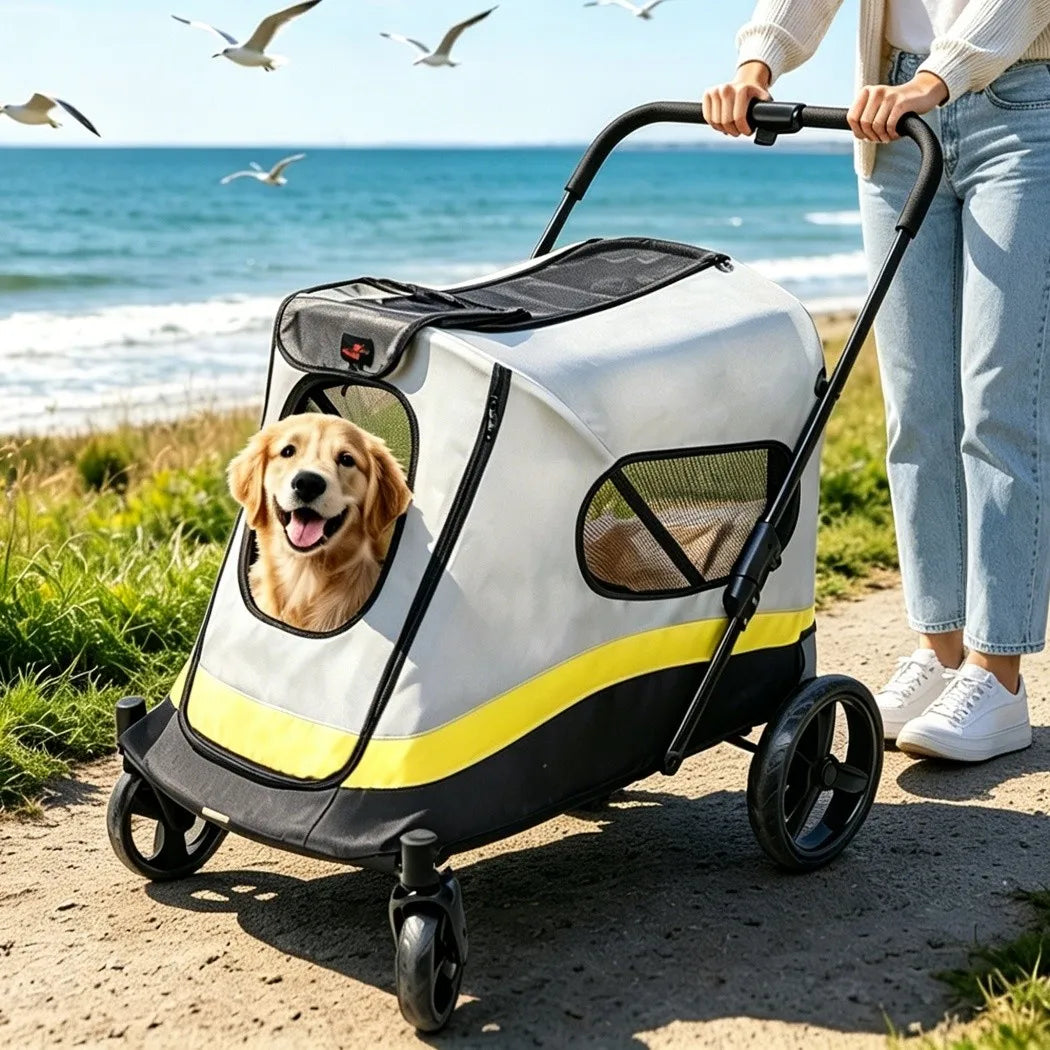 Bingopaw Portable Dog Stroller Dual Entry Wagon Cart All Terrain