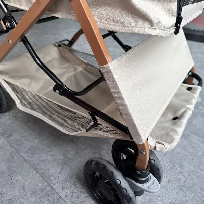 Lightweight Pet Stroller Featuring Quick Fold And Four Ventilated Wheels