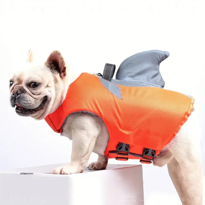 Shark Shape Reflective Dog Life Jacket With Adjustable Safety Handle
