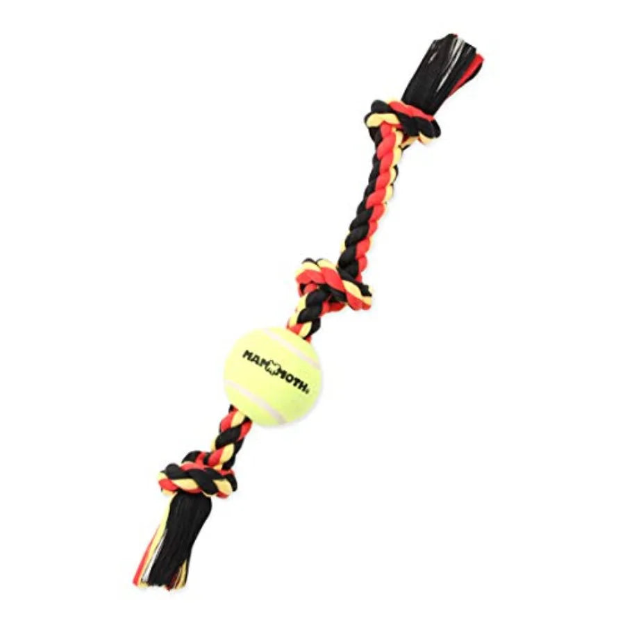 Mammoth Three Knot Dog Rope Tug Toy With Tennis Ball