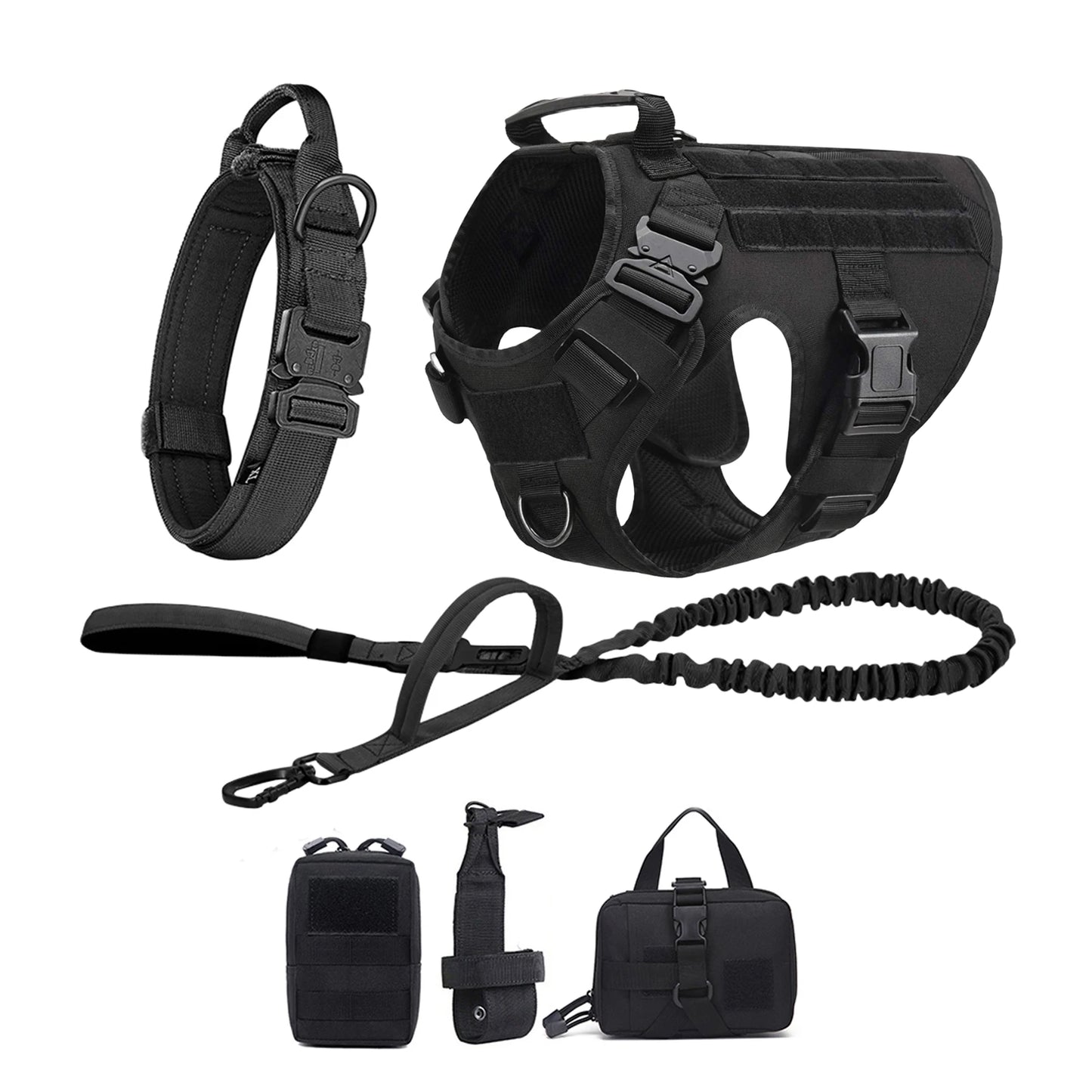 Tactical Nylon Dog Harness With Quick Release And Molle Pouches