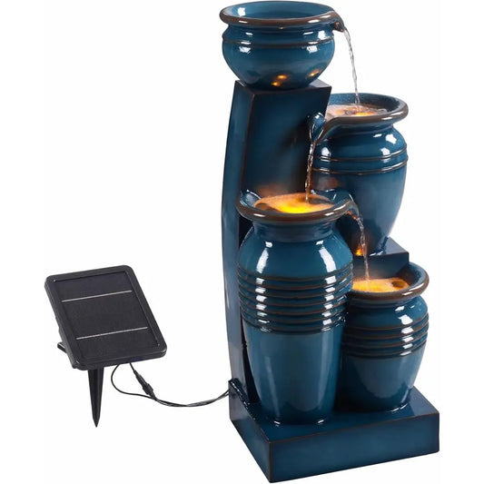 UKMJ Four Tier Cascading Bowl Fountain With LED Garden Lighting