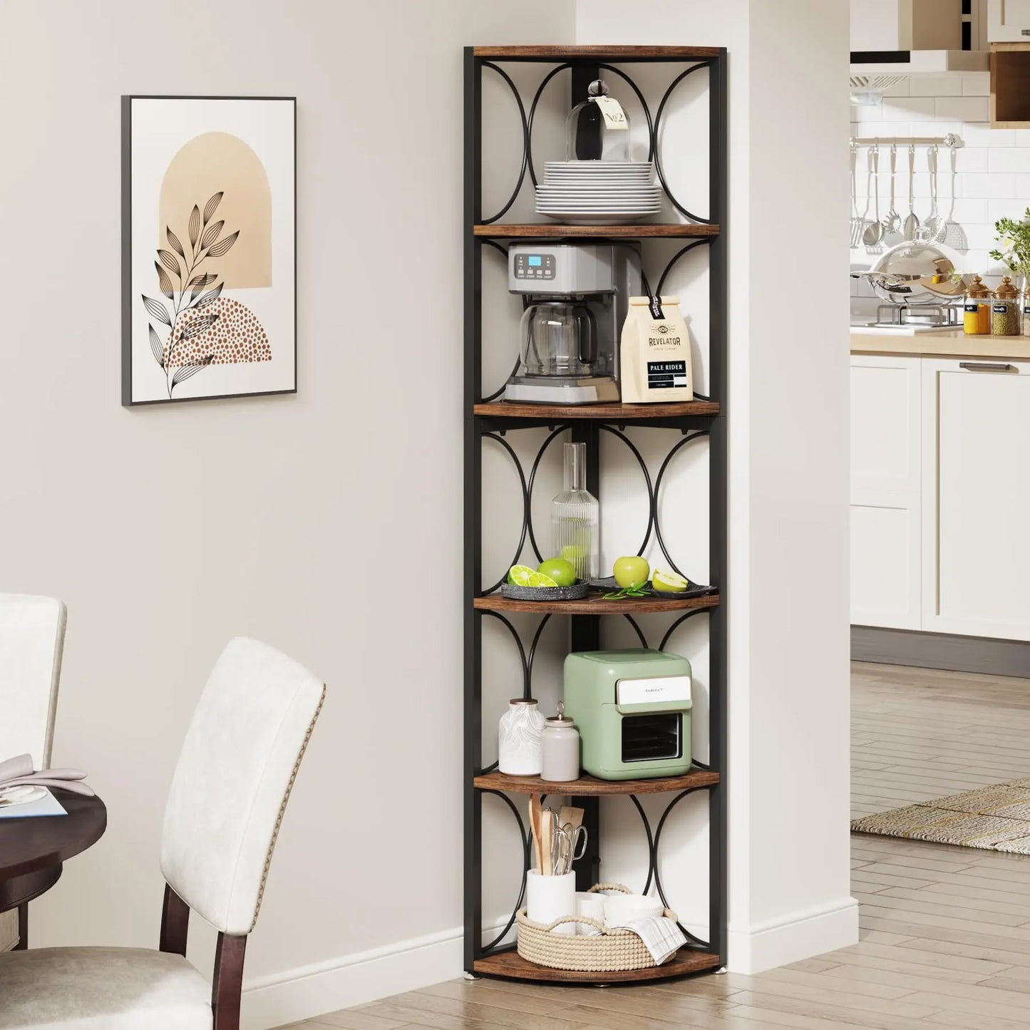 Tribesigns 6 Tier Corner Shelf Bookcase Storage Rack Standing Shelving Unit