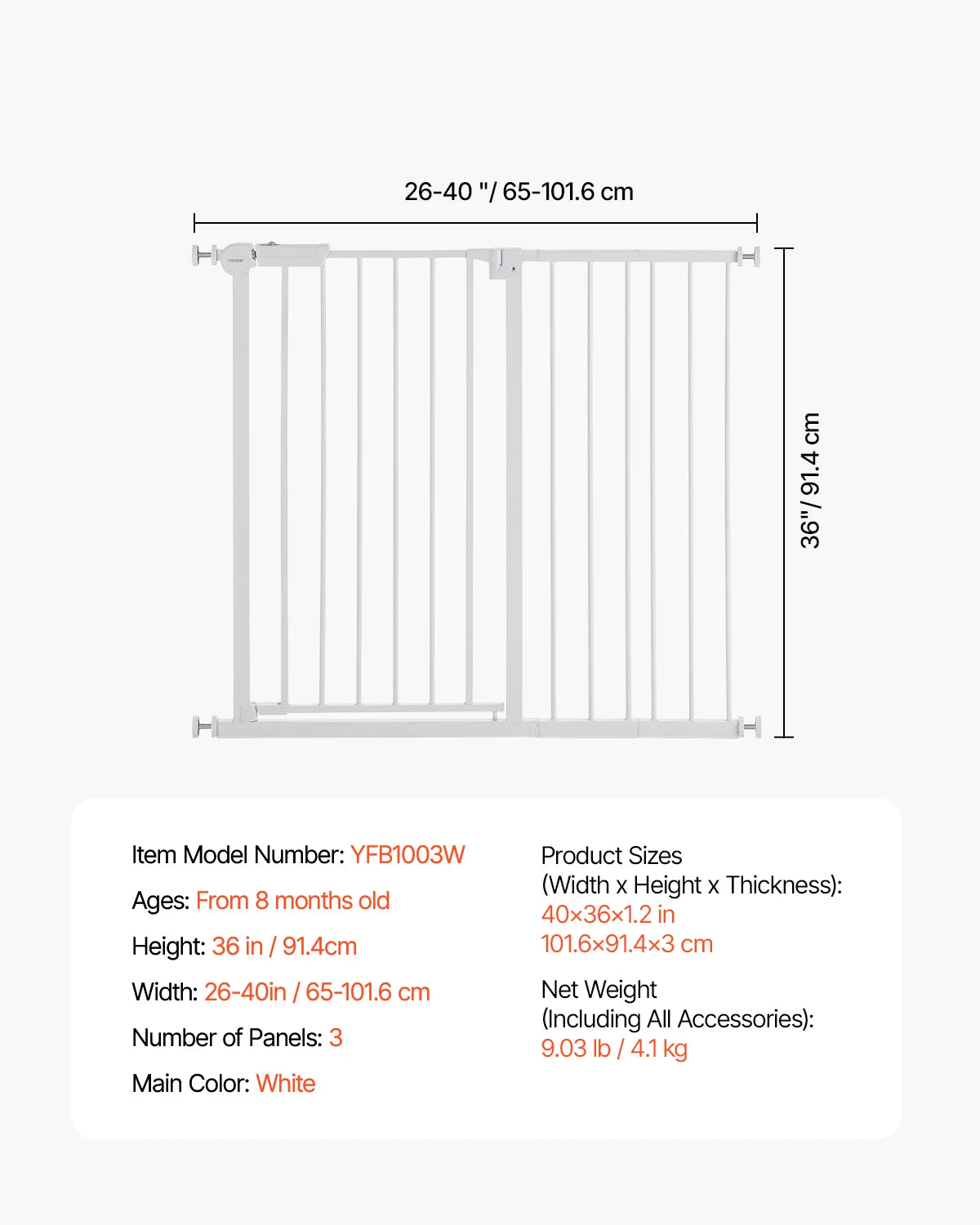 SucceBuy Stainless Steel Baby Gate Pressure Mount With Walk Thru