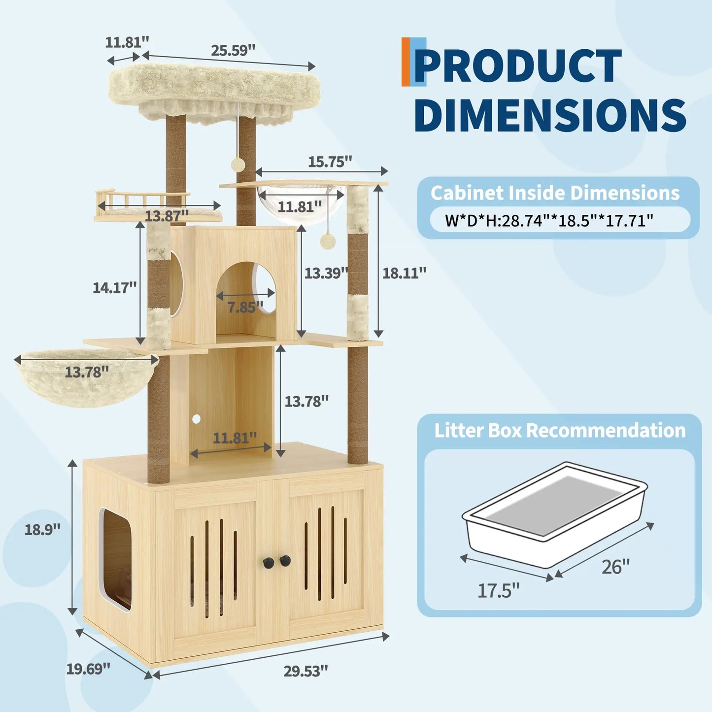 Studyset Multilevel Cat Tree With Hidden Litter Box Enclosure